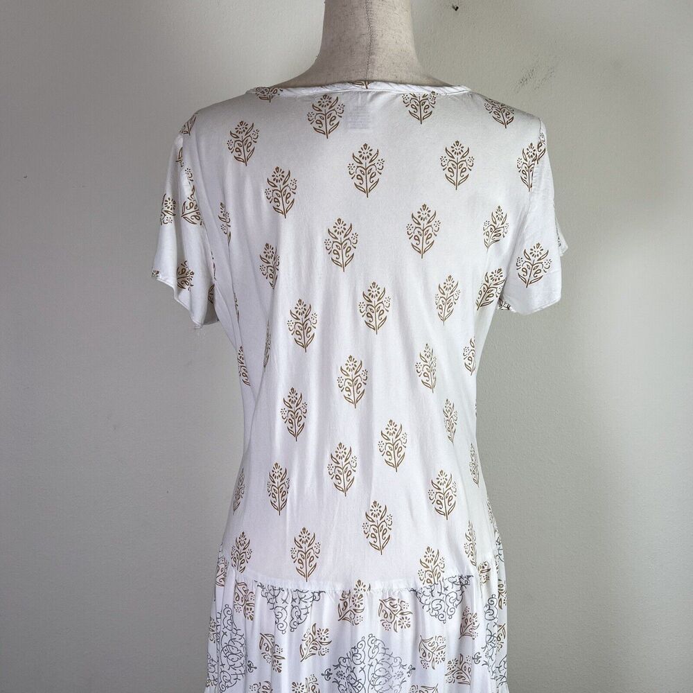 Sundance Maxi Dress Short Sleeve Size Large White Cream Tassel Tiered Boho - Picture 7 of 13